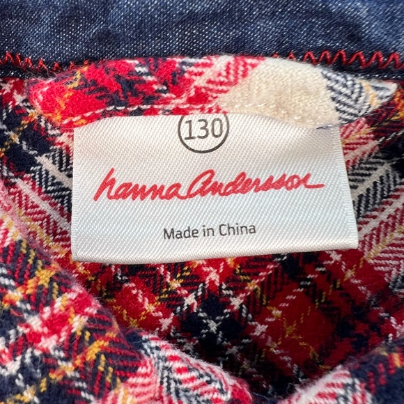 Hanna Andersson Plaid Flannel Button Up Shirt Kids Boy Girl Youth Sz 8 Christmas - Picture 4 of 8